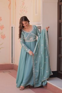 Meilleures ventes : Costume Anarkali indien pakistanais modeste, long Salwar Kameez en crêpe de soie, tenue traditionnelle pour fêtes et mariages, costume pour femme - Product Image 6