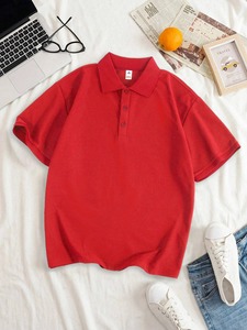 <b>White</b> Embroidered Solid Jersey Knitted Short Sleeve for <b>Shirt</b> <b>Casual</b> Collared Pullover for Uniform Wear - Product Image 4