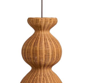 Abat-jour en rotin naturel sur mesure, luminaire suspendu de style organique, lustre vintage pour entrée et couloir - Product Image 3