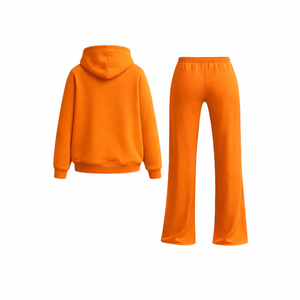 Conjunto Deportivo Personalizado para Hombre, Sudadera con Capucha y Pantalones Deportivos Naranja, Felpa de Algodón, Ropa Deportiva Informal para Gimnasio y Fitness, Dos Piezas - Product Image 3