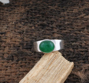 Natural Green <b>Jade</b> Sterling Silver Women's Wedding <b>Ring</b> Classic Bezel Setting Third Party Certified Gift Jewelry - Product Image 6
