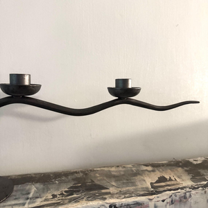 Modern Wrought Iron Matte Black 3-<b>Cup</b> Wave Candelabra Handcrafted Abstract Metal Candle Holder Stand Christmas Durable Home - Product Image 2