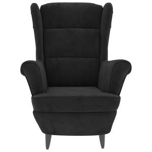 Fauteuil en velours noir 100% polyester, design standard en contreplaqué pour salon - Product Image 3