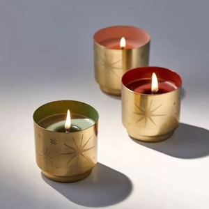 Recipiente de metal de lujo hecho a mano para velas, grabado, decorativo, para aromaterapia y decoración del hogar. - Product Image 5