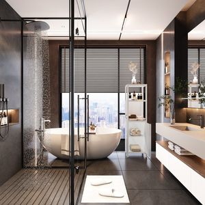 Mobile Multifunzionale in Bambù con Grande Capacità, Arredamento Bianco per Bagno e Soggiorno - Product Image 6