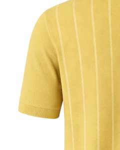 Polo de punto a rayas amarillas personalizado para hombre, manga corta, dobladillo acanalado, corte ajustado, informal, mezcla de algodón, fabricante personalizado. - Product Image 6