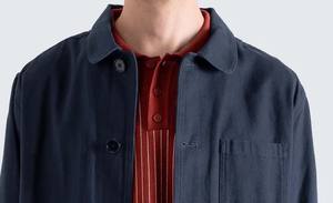 Veste de travail respirante, décontractée, à col rabattu, entièrement zippée, personnalisable, en toile de coton épaisse, pour hommes - Product Image 6