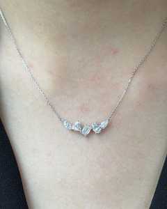 สร้อยคอจี้แบบคลัสเตอร์ ทองคำแท้ 14K เพชรแล็บโกรว์แบบมิกซ์คัท ฝังแบบหนามเตย ดีไซน์เรียบหรู ซ้อนกันได้ ผลิตโดยผู้ผลิตเครื่องประดับชั้นดี - Product Image 4