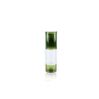 Bouteille cosmétique verte en plastique avec bouchon à vis, brosse et logo personnalisé par estampage à chaud, Unalilia GP24 15ml/30ml, pour crème solaire