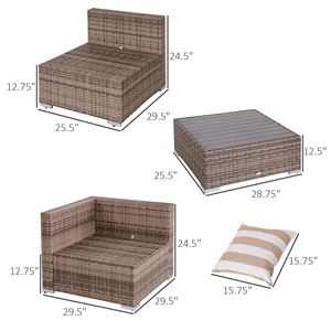 Moderno Conjunto de Muebles de Jardín de Mimbre Gris de 7 Piezas, Sofás de Jardín de 7 Piezas con Cojines para Reuniones Familiares y en el Hogar - Product Image 3