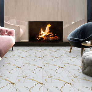 Carrelage en porcelaine brillant Nevada Gold de KGN Exports, 60x60cm, pour murs et sols intérieurs, design imitation pierre contemporain, garantie 5 ans - Product Image 6
