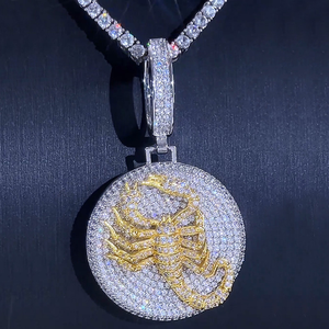 Collar Hip Hop de Oro Blanco con Colgante de Escorpión Helado, Amuleto de Insecto Animal, Cadena Cubana de Plata con Circonitas Brillantes, Joyería para Hombre Rapper - Product Image 2