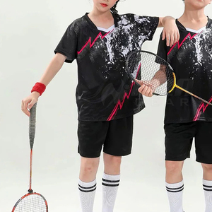 Tenue de tennis pour homme NIZA GEAR, noire, imprimée par sublimation, motif éclair rouge, respirante, en polyester, coutures sans couture - Product Image 5