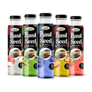 น้ำเมล็ดโหระพาบรรจุขวดแก้ว 300 มล. ผลิตโดยโรงงานผลิตเครื่องดื่มโหระพา รับผลิตแบบ OEM/ODM พร้อมตัวอย่างฟรีและบริการติดฉลากสินค้า - Product Image 1