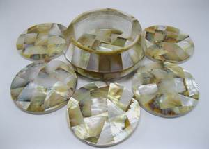 Elegant Marble MOP Coaster Set Handmade Decorative <b>Table</b> <b>Protector</b> Luxury Home Dining Restaurant Gift Collection - Product Image 4
