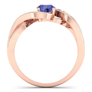 Bague en or rose 14 carats avec pierre précieuse tanzanite, design classique, best-seller REYES, haute qualité, certifiée GRA, bijoux en moissanite pour femmes - Product Image 4