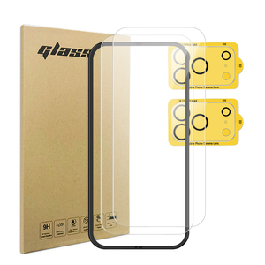 Boîte d'emballage personnalisée 9H Lot de 2 protections d'écran en verre trempé et objectif d'appareil photo pour <span class=keywords><strong>iPhone</strong></span> 17 Series avec cadre - Product Image 2
