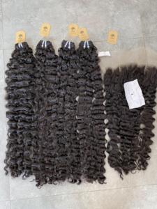 Vente en gros HD Luxe Dentelle Vietnamien Remy Cheveux Trame Unique Perruque Naturel Noir et Bouclés Pré-plumé Bleach Noeuds - Product Image 2