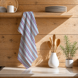 Serviettes de cuisine 100% coton, design rayé, super absorbantes, séchage rapide, pour usage domestique et en restaurants - Product Image 1