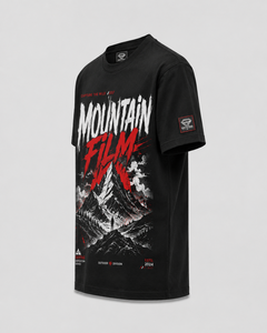 T-shirt graphique noir surdimensionné personnalisé pour homme, style streetwear, imprimé montagne, en coton épais, vêtement d'été décontracté pour l'extérieur - Product Image 2