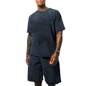 Ensemble 2 pièces T-shirt et short pour homme, grande taille, été, grammage lourd, personnalisable, style décontracté urbain, respirant, séchage rapide - Product Image 5