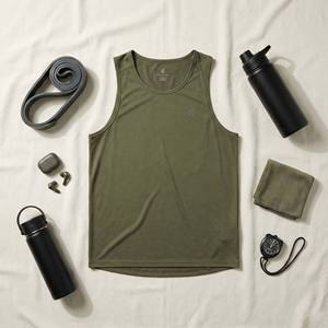 Camiseta Deportiva FIFOSPORTS para Hombre, Color Verde Oliva, sin Mangas, para Gimnasio, 100% Algodón, Transpirable y de Secado Rápido - Product Image 5