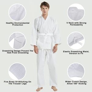 ชุดเทควันโด ผ้าโพลีคอตตอนพรีเมียม ระบายอากาศได้ดี น้ำหนักเบา ทนทาน เหมาะสำหรับการฝึกซ้อม คอวี สำหรับผู้ชายและผู้หญิง - Product Image 3