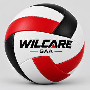 Balón de fútbol WILCARE rojo, blanco y negro serigrafiado, balón de fútbol GAA rojo, blanco y negro serigrafiado para partidos, balón duradero. - Product Image 1