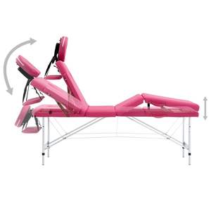 Table de massage pliable en aluminium rose à 4 zones et lit de massage - Product Image 5