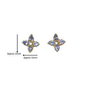 Bijoux de mariage en argent sterling 925 plaqué or avec pierre précieuse topaze bleue, ensemble de boucles d'oreilles créoles pour femmes - Product Image 1