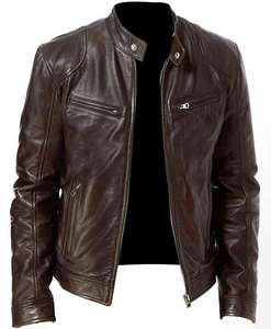 Chaqueta de Invierno Premium para Hombre, Cuero Genuino, Forro de Piel de Oveja, Costuras Resistentes, Protección Elegante para Exteriores, Estilo Biker Bomber - Product Image 1