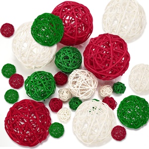 Colorful <b>christmas</b> balls natural rattan hanging ball wholesale supply holiday decor accessories - Product Image 1