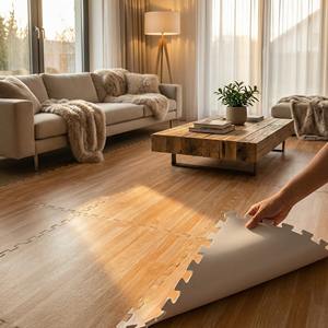 Alfombra de espuma EVA con diseño de madera de 60x60cm x 10mm – Suelo suave entrelazado para sala de estar y uso doméstico - Product Image 1