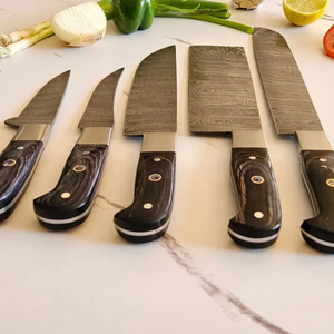 Ensemble de couteaux de chef professionnels LEGACY BLADES en acier Damas, 5 pièces, manche en bois, faits à la main, ultra-affûtés, ambidextres, couteaux durables - Product Image 3