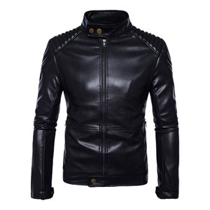 Chaqueta de Motociclista de Cuero PU para Hombre, de Moda, con Cierre, Bolsillos Impermeables, Estilo Casual, Ajustada, Popular para Invierno - Product Image 2