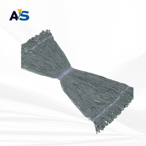 A&S Heavy Duty Grey Cotton Mop Head with 5" <b>Light</b> Purple Head Band Loop End - Product Image 3