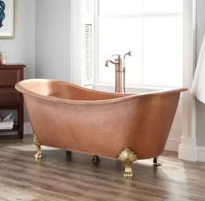 Bathroom Accessory Copper <b>Bath</b> Tub Free-Standing Double Slipper Hot Tub Budget-Friendly Bathroom Accessory - Product Image 2