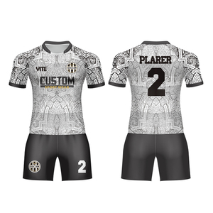 Ensemble de maillot de football YITE pour homme, manches courtes, col en V, rayé rose et blanc, sublimé, respirant, polyester, adulte, nom du joueur sur le devant - Product Image 1