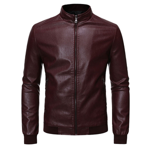 2026 Latest Design Men's Stand Collar Full Sleeve <b>Winter</b> Casual Wear Pure <b>Leather</b> <b>Jacket</b> with Wool Custom <b>jacket</b> for men - Product Image 5