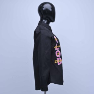 เสื้อยืดลายตารางสีน้ำเงิน เสื้อยืดสตรีทแวร์แบบสั่งทำ เสื้อปักลาย เสื้อเชิ้ตติดกระดุม เสื้อแขนยาว เสื้อยืดใส่สบาย - Product Image 3