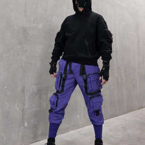 Pantalones Cargo Techwear Morados para Hombre 2026, Estilo Cyberpunk, con Múltiples Bolsillos y Cintas Decorativas - Product Image 4