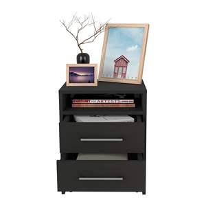 Comodino nero a due cassetti con Top superiore - Product Image 6