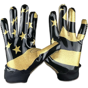Guantes de Fútbol Americano USA Glitter para Receptor, de Cuero Genuino, Compatibles con Pantalla Táctil, Cierre de Hebilla - Product Image 1