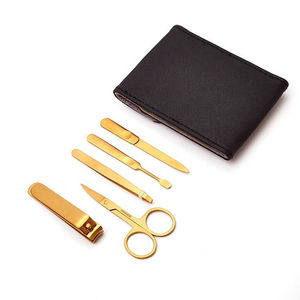Kit de manucure et pédicure professionnel classique en acier inoxydable avec coupe-ongles 4-en-1, ciseaux, pince à épiler et étui de voyage à ressort unique - Product Image 1