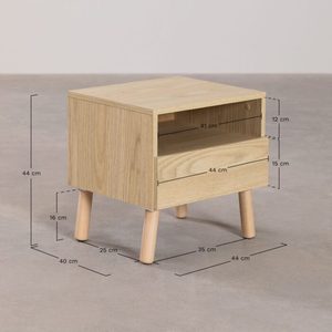 Modern Bamboo Nightstand Wooden Bedside <b>Table</b> 1 Drawer <b>Storage</b> <b>Side</b> Cabinet for Bedroom - Product Image 2