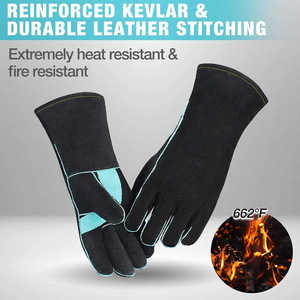 New Design Custom Logo <b>Long</b> Sleeve Hand Safety Welding Work <b>Gloves</b> Cowhide Leather Heat Resistant Welder Working <b>Gloves</b> - Product Image 6