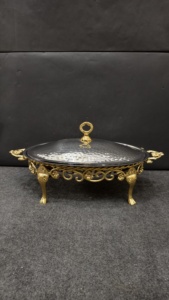 2026 Luxury Top Trending Oval Style Chafing Dish With Ornate <b>Legs</b> Hammered Lid High Quality Brass And Stainless Steel Available - Product Image 4