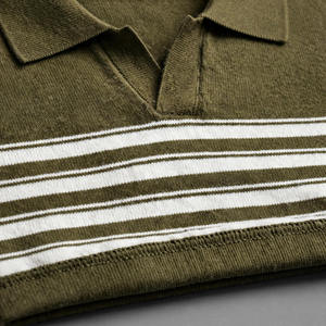 <b>Men's</b> Sleeve <b>Polo</b> <b>Shirt</b> Cotton Casual Breathable Solid Color RegulaMen's Olive <b>Green</b> Striped Short Sleeve Knitted <b>Polo</b> <b>Shirt</b> - Product Image 4