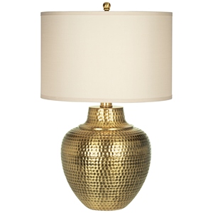 Elegant design Hammered Gold <b>Table</b> Lamp Luxury Textured Metal Base White Fabric Shade Elegant <b>Bedside</b> Nightstand Light Home Deco - Product Image 1