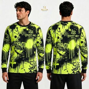 Sudadera de Forro Polar con Estampado Gráfico de Rayas Verticales Beige Borgoña para Hombre, Cuello Redondo, Manga Larga, Sublimación Completa - Product Image 5